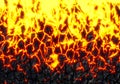 Realistic lava flame on black ash background. Texture of molten magma surface Royalty Free Stock Photo