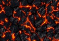 Realistic lava flame on black ash background. Texture of molten magma surface Royalty Free Stock Photo