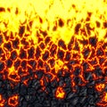 Realistic lava flame on black ash background. Texture of molten magma surface Royalty Free Stock Photo