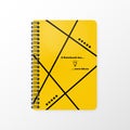 Realistic layout. Notebook in yellow and black corporate colors to jot down your ideas. Vector design is suitable for large Royalty Free Stock Photo