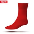 Realistic layout of red sock. A simple example.