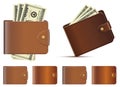 Realistic leather wallet vector design illustration isolated on white background Royalty Free Stock Photo