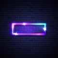 Realistic led neon lights frame. Rectangle signage