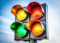 Realistic LED Traffic Light Panel Dynamic Stop Wait Go Sequence for Realistic Simulation or Display Royalty Free Stock Photo