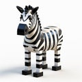 Realistic Lego Zebra Statue Toy With Detailed Rendering And Puzzle-like Elements