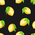 Realistic lemon pattern, fruit print. Citrus lemonade wallpaper for menu, cover of fitness package, invitation card