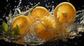 Realistic Lemon Splash: Fresh Lemon Pieces In A Photographic Portrait