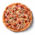 Realistic Lifelike Large Pizza With Mushroom, Onions, And Tomatoes Royalty Free Stock Photo