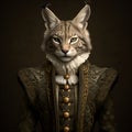 Realistic lifelike Lynx cat in renaissance regal medieval noble royal outfits