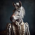 Realistic lifelike zebra in renaissance regal medieval noble royal outfits