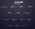 Realistic light effect lens flare animation frames set for games. Vector illustration Royalty Free Stock Photo