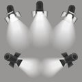 Realistic Light Scenic Spotlight Set. Vector