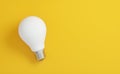 Realistic lightbulb on yellow background. 3d rendered image.