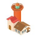 Realistic lighthouse icon, isometric style