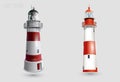 Realistic lighthouse in the night sky background. Vector illustration EPS10. The light effect of a lighthouse isolated