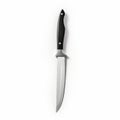Realistic Lighting: Black Handle And Blade Knife On White Background