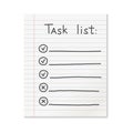 Realistic line paper note icon in flat style. To do list icon with hand drawn text vector illustration on isolated background. Royalty Free Stock Photo