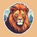 Realistic Lion Sticker With Vibrant Colors And Flat Design