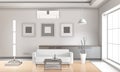 Realistic Living Room Interior Light Tones Royalty Free Stock Photo