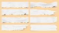 Realistic long white torn ripped paper sheets collection