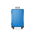 Realistic luggage bag isolated on white background. Large suitcase with metal handle and wheels