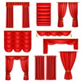 Realistic Luxury Red Curtains Set