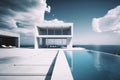 Realistic luxury residential villa with pool illustration. AI generative