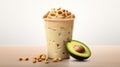 Realistic Macadamia Nut Milkshake With Avocado - Hyper-detailed Rendering