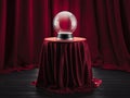 Magic ball fortune teller on the table covered red cloth, 3d rendering. Royalty Free Stock Photo