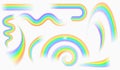 Realistic magic rainbow waves with stars and sparkle effect. Fantasy good luck rain arch. Rainbow colored shape, curve Royalty Free Stock Photo