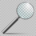 Realistic magnifier. Magnifying glass lens or zooming loupe silver handle instrument isolated vector