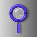 Realistic magnifying glass with artificial intelligence and eyes isolated on transparent background.