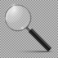 Realistic magnifying glass. Magnification zoom loupe, scrutiny microscope magnify lens. Detective tool isolated mockup Royalty Free Stock Photo