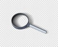 Realistic magnifying glass with shadow. The concept of search. Vector design element isolated on a transparent background Royalty Free Stock Photo