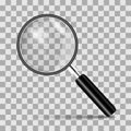 Realistic magnifying glass on a transparent background