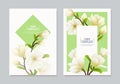 Realistic Magnolia Flower Banner Set