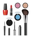 Realistic makeup cosmetics vector set