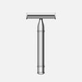 Realistic male metal razor for wet shaving. Sharp shave equipment for hygiene or hairstyle