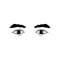 Realistic man eyes black and white vector illustration on white background