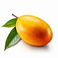 Realistic Mango With Leaves And Water Drops - Detailed Rendering Royalty Free Stock Photo