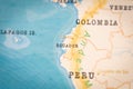 The Realistic Map of Ecuador. Royalty Free Stock Photo