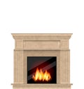 Realistic Marble Fireplace with Fire