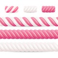 Realistic Marshmallow Candy Vector. Set Colorful Twisted Marshmallows
