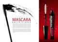 Realistic Mascara Cosmetic Advertising Template