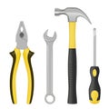 Realistic mechanic tools. Garage metal crafted items for handyman workers steel objects hammer keys screws bolts nuts