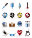 Realistic medical themed icons and warning
