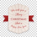 Realistic Merry Christmas Badge with Text Royalty Free Stock Photo