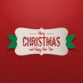 Realistic Merry Christmas Label with green Ribbon