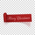 Realistic Merry Christmas scroll red Label