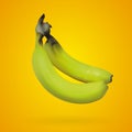 Realistic mesh banana with yellow backgrounds, vector Royalty Free Stock Photo